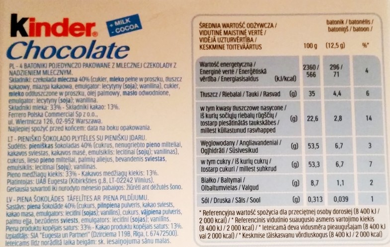 Ferrero, Kinder Chocolate (2)