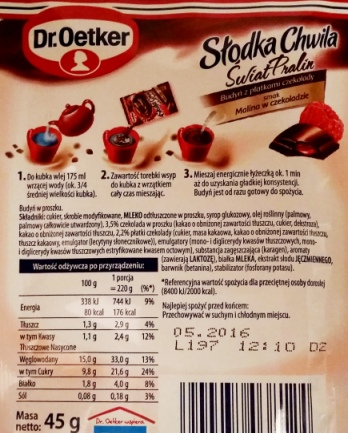Dr. Oetker, Słodka Chwila Świat Pralin Malina w czekoladzie (2)