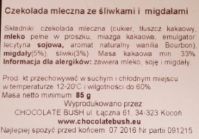 Chocolate Bush, Czekolada mleczna ze sliwkami i migdalami (3)