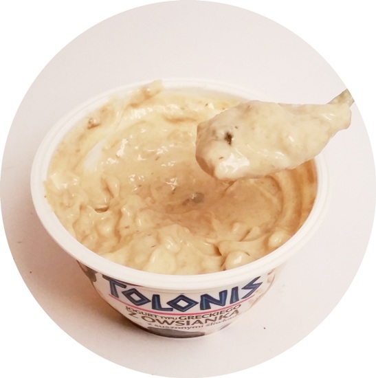 Piątnica, Tolonis z owsianką, jogurt grecki z płatkami owsianymi produkowany dla Biedronki, copyright Olga Kublik