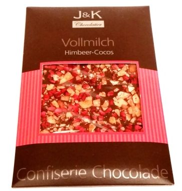 J and K Chocolatier, Vollmilch Himbeer-Cocos (1)