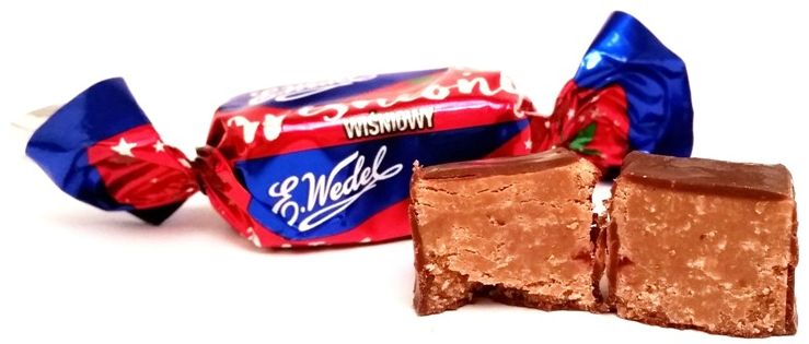 Wedel, czekoladowy cukierek z nadzieniem wiśniowym Wiśniony, Mieszanka Wedlowska, copyright Olga Kublik