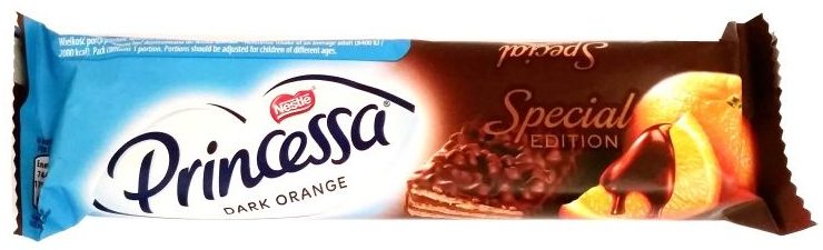 Nestle, Princessa Special Edition Dark Orange, wafel z pomarańczami, dropsami czekoladowymi i deserową czekoladą, copyright Olga Kublik