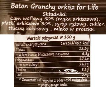 Ania, Orkisz Grunchy for life the Original, zdrowy baton orkiszowy, skład i wartości odżywcze, copyright Olga Kublik