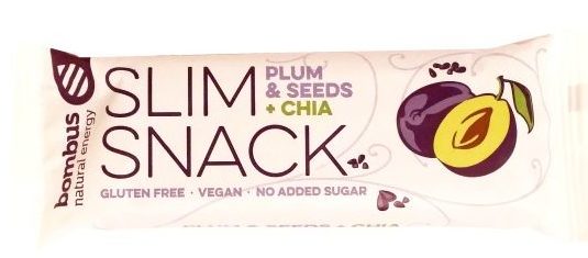 Bombus Natural Energy, Slim Snack Plum & Seeds + Chia, wegański raw bar bez glutenu o smaku śliwki, copyright Olga Kublik