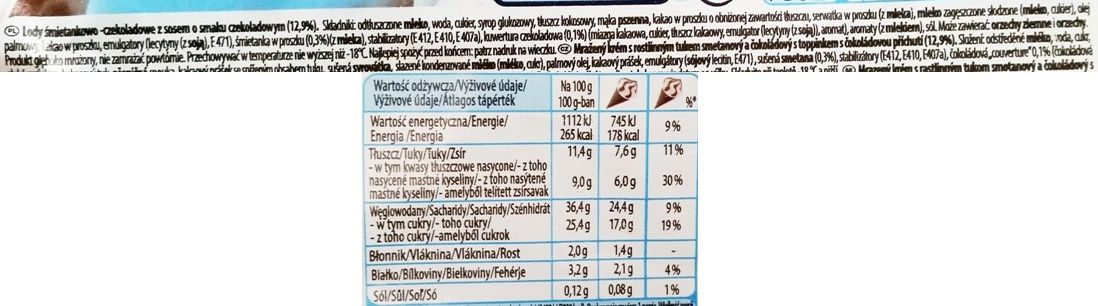Nestle, rożek Princessa Zebra śmietankowo-czekoladowa, lody, skład i wartości odżywcze, copyright Olga Kublik