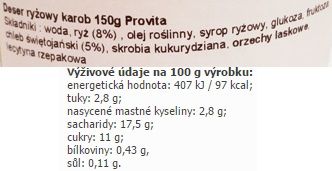 Provita, Ryzovy dezert karob 0% laktozy, wegański deser ryżowy o smaku karobu bez laktozy, skład i wartości odżywcze, copyright Olga Kublik