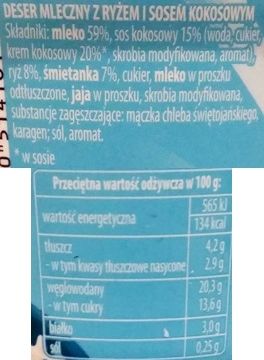 Zott, Belriso Summer Kokos, ryż na mleku, skład i wartości odżywcze, copyright Olga Kublik