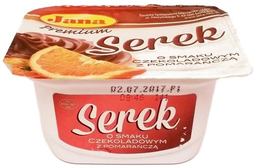 Jana, Premium jogurt Serek termizowany o smaku czekoladowym z pomarańczą, copyright Olga Kublik