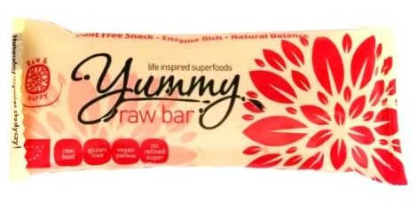 Raw and Happy, Yummy raw bar cranberry, surowy baton wegański bez glutenu z żurawiną, orzechami, migdałami, daktylami i rodzynkami, copyright Olga Kublik