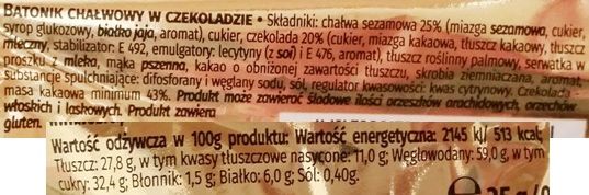 Vobro, Halvi, baton o smaku chałwy w polewie kakaowej, skład i wartości odżywcze, copyright Olga Kublik