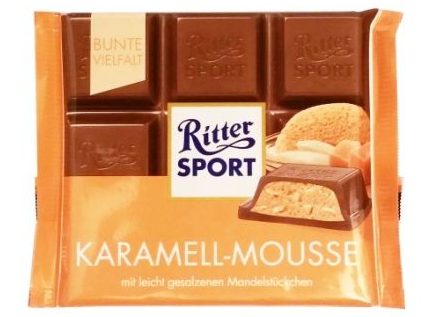 Ritter Sport, Karamell-Mousse mleczna czekolada karmelowym musem i migdałami, copyright Olga Kublik