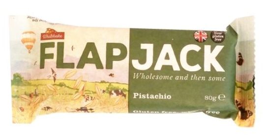 Wholebake, Flapjack Pistachio, zdrowy wegański baton owsiany z pistacjami, słodycze bez glutenu, copyright Olga Kublik