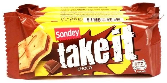 Sondey, Take it choco, ciastka z Lidla, kruche herbatniki z kremem czekoladowym, copyright Olga Kublik