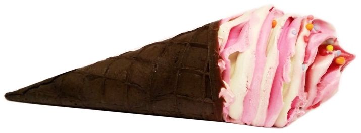 Leone, Rainbow Cone, tęczowe lody w rożku z Biedronki, kakaowy wafel i lody malinowo-waniliowe, copyright Olga Kublik