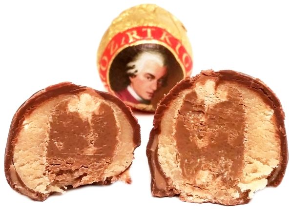 Manner, Victor Schmidt Mozartkugeln, cukierki czekoladowe z marcepanem i nugatem z czekoladą deserową, copyright Olga Kublik