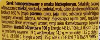 Danone, serek homogenizowany Danio biszkoptowy smak, skład i wartości odżywcze, copyright Olga Kublik