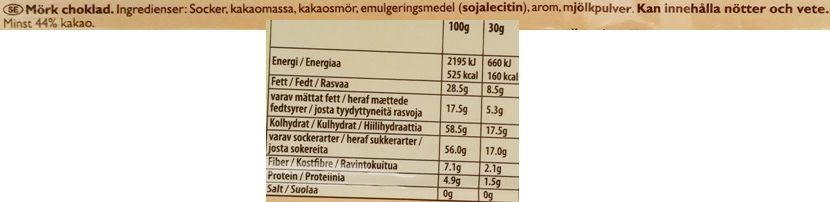 Marabou, Mork Choklad, ciemna czekolada szwedzka, skład i wartości odżywcze, copyright Olga Kublik