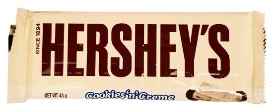 Hershey's, Cookies'n'Creme, biała czekolada z ciasteczkami kakaowymi, copyright Olga Kublik