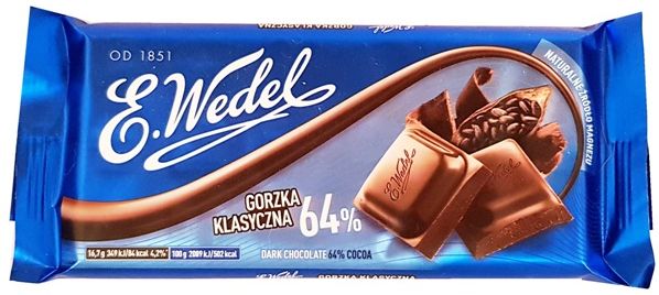 Wedel, czekolada gorzka klasyczna 64, wedlowska czekolada ciemna, copyright Olga Kublik