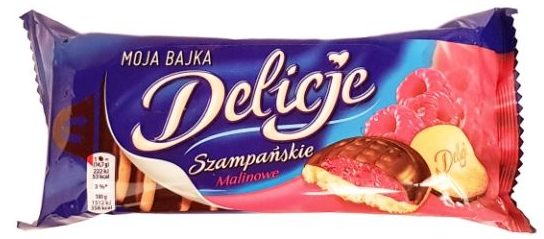 Moja Bajka, Delicje Szampańskie Malinowe, ciastka z galaretką i ciemną czekoladą jaffa cakes, copyright Olga Kublik