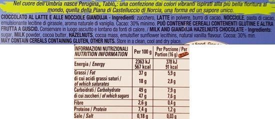 Nestle, Perugina Tablo Morbido Gianduja, mleczna czekolada orzechowa a la nugat, skład i wartości odżywcze, copyright Olga Kublik