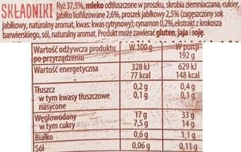 Delecta, Mleczny Kubek ryż z jabłkami i cynamonem, ryż na mleku, szybki deser instant, skład i wartości odżywcze, copyright Olga Kublik