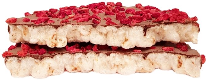 Kupiec, Wafle ryżowe z belgijską czekoladą deserową i kawałkami maliny liofilizowanej, wafle ryżowe w czekoladzie z malinami, copyright Olga Kublik