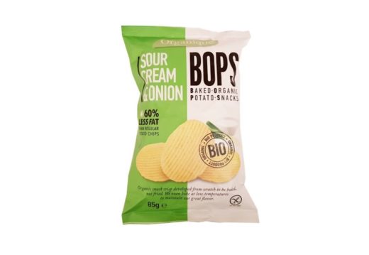 Organique, chipsy BOPS Sour Cream & Onion 60 less fat, ekologiczne chipsy mniej tłuszczu bez glutenu, copyright Olga Kublik