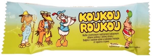 Tottis-Bingo, Koukou Roukou wafel z nadzieniem kakaowym, słodycze z XX wieku, copyright Olga Kublik