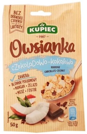 Kupiec, Owsianka czekoladowo-kokosowa, owsianka bez cukru i laktozy, copyright Olga Kublik