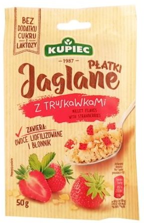 Kupiec, Płatki Jaglane z truskawkami, deser bez cukru i laktozy, copyright Olga Kublik