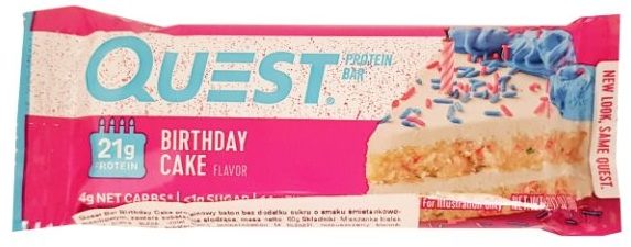 Quest Nutrition, Quest Bar Birthday Cake, baton proteinowy z polewą o smaku tortu urodzinowego, copyright Olga Kublik