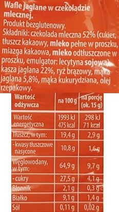 Sonko, Jaglane wafle w czekoladzie mlecznej, skład i wartości odżywcze, copyright Olga Kublik