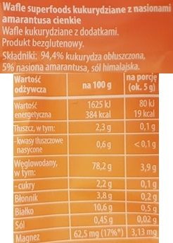 Sonko, Wafle Superfoods kukurydziane amarantus, wafle kukurydziane, skład i wartości odżywcze, copyright Olga Kublik