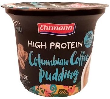 Ehrmann, High Protein Pudding Columbian Coffee, deser proteinowy o smaku kawy, bez glutenu i bez laktozy, copyright Olga Kublik