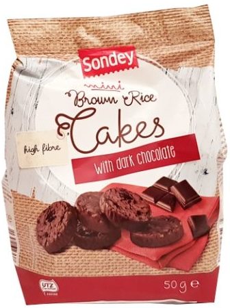 Sondey, mini Brown Rice Cakes with dark chocolate, wafle ryżowe w deserowej czekoladzie z Lidla, copyright Olga Kublik