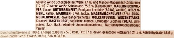 Ferrero, batonik Duplo Winter-Mandel, skład i wartości odżywcze, copyright Olga Kublik