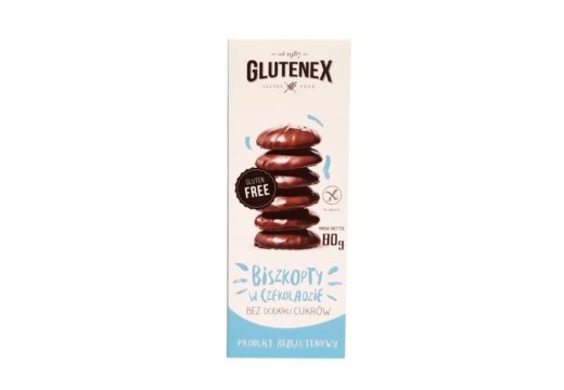 Glutenex, Biszkopty w czekoladzie bez cukrów i glutenu, copyright Olga Kublik