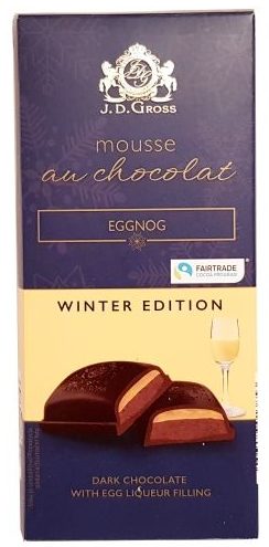J.D. Gross, Mousse au chocolat Eggnog, czekolada z musem Lidl, copyright Olga Kublik