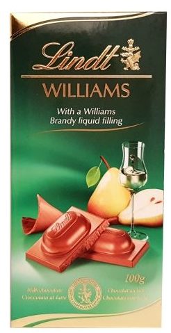 Lindt, Williams mleczna czekolada z brandy gruszkową, copyright Olga Kublik