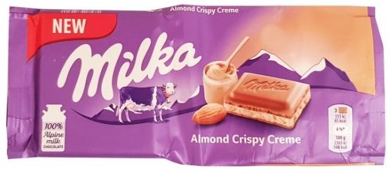 Milka, Almond Crispy Creme, mleczna czekolada nadziewana migdałowa, copyright Olga Kublik