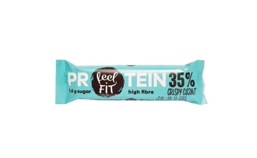 Newtrition, Feel Fit baton Protein 35% Crispy Coconut, kokosowy baton proteinowy w polewie kakaowej, copyright Olga Kublik