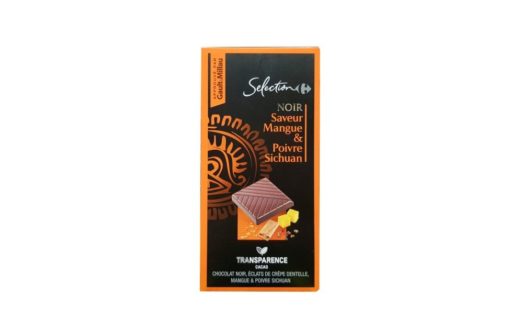 Carrefour, Selection Noir Saveur Mangue Poivre Sichuan ciemna czekolada z naleśnikami, mango i pieprzem, copyright Olga Kublik