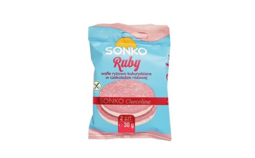 Sonko, Ruby Wafle ryżowo-kukurydziane w czekoladzie różowej, copyright Olga Kublik