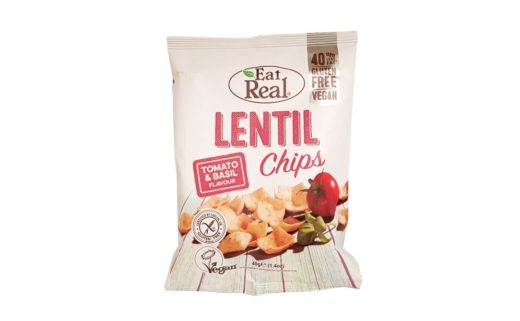 Eat Real, Lentil Chips Tomato & Basil Flavour wegańskie chrupki z soczewicy, copyright Olga Kublik