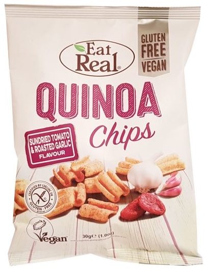 Eat Real, Quinoa Chips Sundried Tomato & Roasted Garlic Flavour wegańskie chrupki z quinoa, copyright Olga Kublik