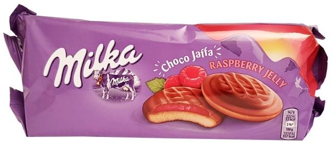 Milka, Choco Jaffa Raspberry Jelly, biszkopty z galaretką malinową w czekoladzie mlecznej, copyright Olga Kublik
