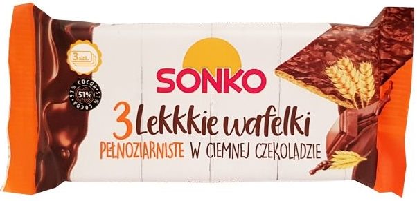 Sonko, 3 Lekkie wafelki pełnoziarniste w ciemnej czekoladzie, copyright Olga Kublik