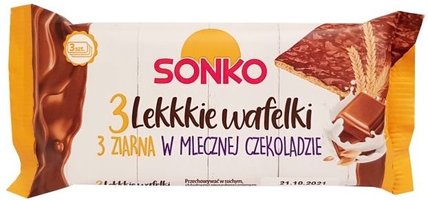 Sonko, 3 Lekkie wafelki pełnoziarniste w mlecznej czekoladzie, copyright Olga Kublik